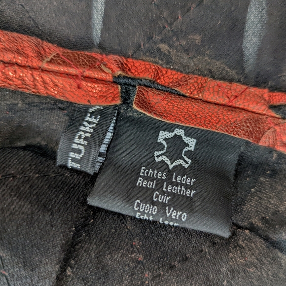 Vintage 80s Red Metallic Leather Cut Out Jacket Image Leather Womens XS Thriller - Picture 11 of 14